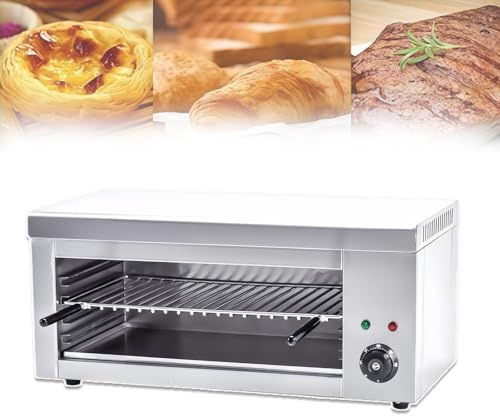Glowdora Salamandra Eléctrica Profesional Tostadora 2000w - Horno para Carnes/Pescados Y Parrilla Eléctrica Pequeña, Temperatura 50-300°C, Montaje Pared O Sobremesa, Acero Inoxidable