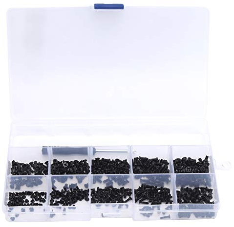 501 pièces KM Kit d'assortiment de vis à tête cruciforme noire en acier au carbone avec tournevis pour travailleurs réparateurs projets de bricolage 10 tailles M2 M2,5 M3