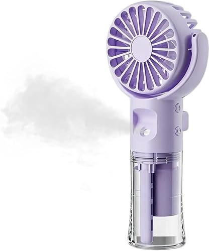 Humidifier Mist Portable Handheld Fan, Mini Handheld Fan, 4 Speed Adjustable Cooling Hand Held Spray Fan, Rechargeable Mini Hand Held Fan for Summer Outdoor Travel Makeup Home Office, Purple