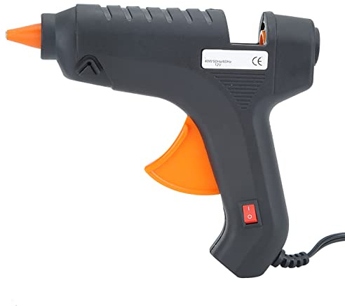 Xiuganpo Pistola per Colla a Caldo 12V 40W con Riscaldamento Rapido per Lavori Artistici Fai da Te e Riparazioni Domestiche, Design Ergonomico, Materiale in PVC e Alluminio, Dimensioni 16,2x14,5 Cm