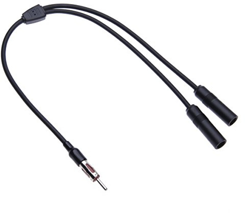 Keple Universal Dual Female DIN Antenna Splitter Cable, Vehicle Aerial Double Female to Male DIN Plug Car Radio Y Shape Adaptor Lead, FM AM Car Stereo Diversity Converter