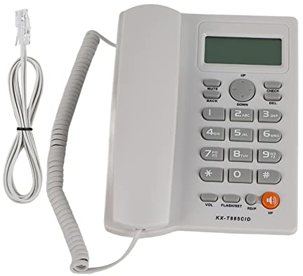 Telefono con filo con vivavoce, telefono fisso ID chiamante Telefono con Chiamata in vivavoce Home Office Telefono fisso Telefono Italiano(bianca)