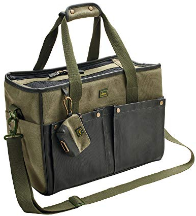 HUNTER Madison Trage- und Transporttasche für kleine Hunde und Katzen bis 7 Kg, mit Baumwolle, Khaki, 40 x 20 x 30 cm Farbe Khaki, Größe one-Size