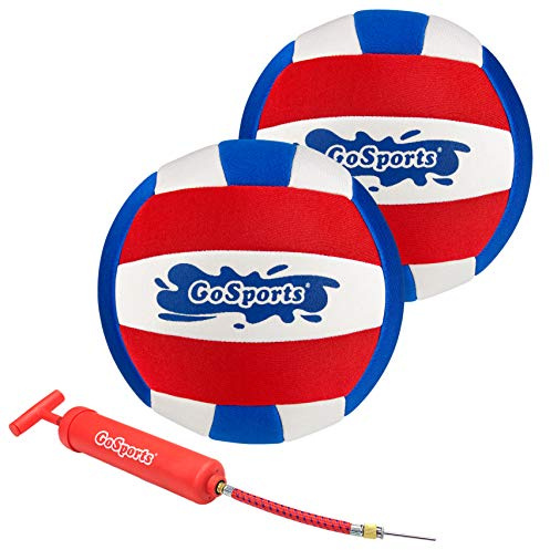 GoSports Pro Neoprene Pool Volleyball 2 Pack, Waterproof Volleyballs with Ball Pump