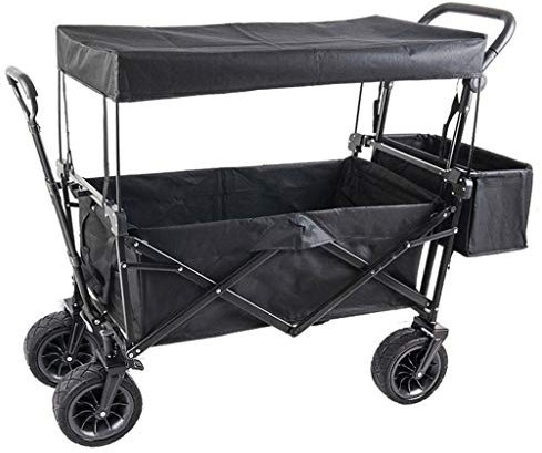 Bollerwagen faltbar All-Terrain Wheels Garden Wagon, Einkaufswagen Wagen mit Bremse, Schwerer Klappwagen mit Dach, Tragende 85 Kg (Color : Style 5)