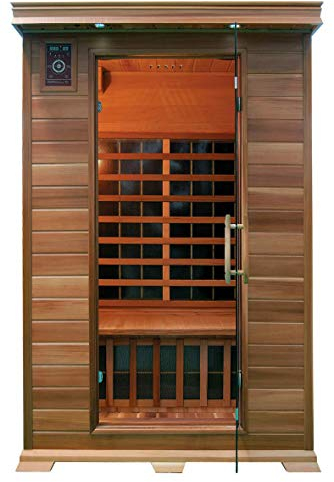 Luxus LED Infrarotsauna Infrarotkabine Wärmekabine Sauna-Radio-USB-MP3 2 Pers. Zedernholz - Spedition