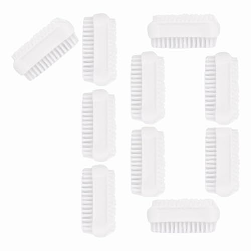 PARSA Beauty Doppelseitige Handbürste Nagelbürste, Set 10 Stück Weiß | Nail brush im Set (10 Stück Weiß), Handwaschbürste für Bad, WC, Waschbecken, Werkstatt, Anwendungsbereiche mit, An Jedem Ort