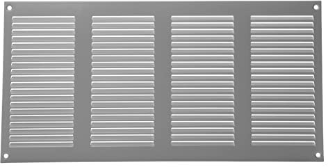 400 mm x 200 mm, grigio griglia di ventilazione con zanzariera, copertura di sfiato interna ed esterna, applicazioni di riscaldamento, raffreddamento e ventilazione. (400 x 200 mm, grigio)