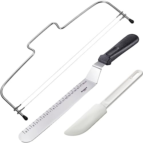 Westmark Set da Forno, 3 Pezzi, 1 Archetto Taglia-Torte con 2 Fili, Simplex-Duo + 1 Paletta Angolata per Torte + 1 Raschietto, Acciaio Inossidabile/PP, Argento/Bianco/Nero, 716022E8