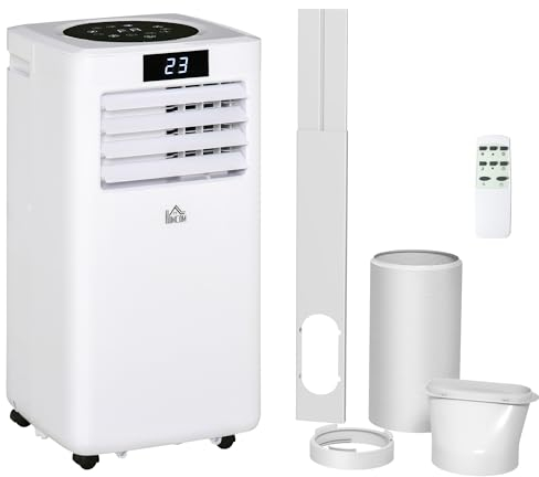 HOMCOM Air Conditioning Unit 10000 BTU, 4-in-1 Portable Air Conditioner, Dehumidifier, Cooling, Fan, Sleep Mode with Remote Control, Digital Display, 2 Speeds, 24H Timer, Window Venting Kit, 22m²