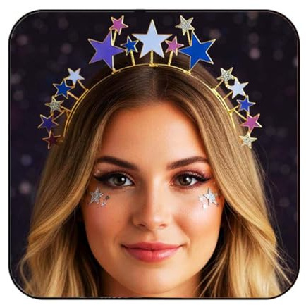 Generse Stern-Stirnband Glitzernde Haarbänder Geburtstag Party Kopfstück Cosplay Kostüm Haar Accessoire für Frauen und Mädchen (Packung mit 1) (B)