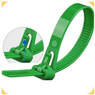 Collier de Serrage Réutilisable Plastique,100 Pièces Attache de Câble Reutilisable en Nylon,Blanc Noir Vert Voiture 400mm 500mm Zip Ties White Black,Gestion des Câbles Bureau ( Color : Vert , Size : 8