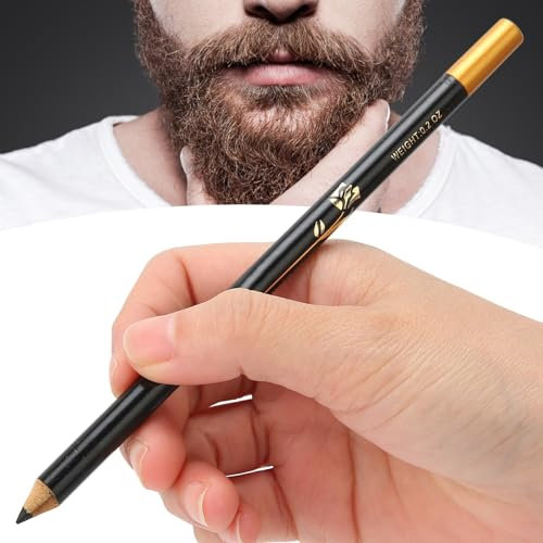Beard Pencil Liner for Men, Professional Beard Pencil Filler Equipped with Sharpener Beard Shaper Styling Edging Tool (Black)
