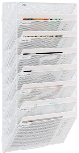 EasyPAG 8 Fächer Zusammensetzen Metall A4 Zeitschriftenhalter Wand Zeitschriften Wandhalter Aktenablage Dokumentenhalter Hängend Magazin Organizer Flyerhalter Prospektspender,Weiß