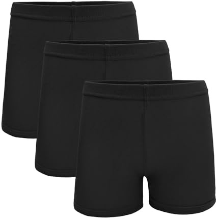 Lot de 3 leggings courts d'école pour filles, shorts de danse respirants et confortables pour enfants (2 à 10 ans)