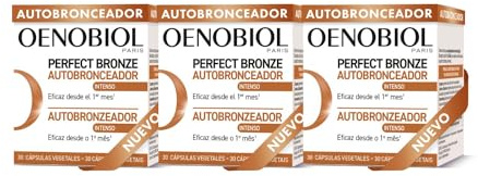OENOBIOL - PERFECT BRONZE Autobronceador TRIPLO - Acelerador Bronceado Corporal y Facial con Protección Solar - Complemento alimenticio - 90 cápsulas 3 meses