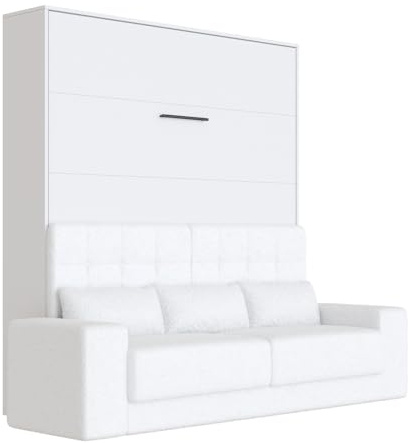 SMARTBett Schrankbett M1 180x200 Weiss Vertikal inkl.Weiss Sofa