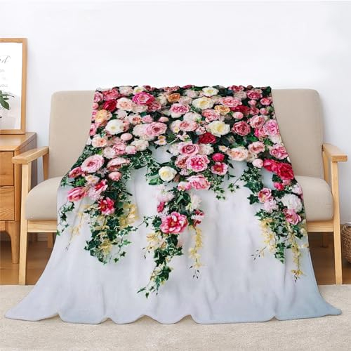 Kuscheldecke Flauschig Rosenknospe Decke für Bett und Sofa, Rosen Pflanzen Extra Weich Warme Mikrofaser Wohndecke Fleecedecke als Sofadecke Couchdecke 200x200