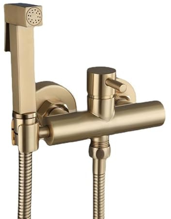 Bidet Handbrause Set FüR Wc Bidet-Armaturen Bidet Einsatz FüR Toiletdet Wc Heiß- Und Kaltmischung Mit Einem Griff Gebürstetes Gold 8,5 Cm Lochabstand