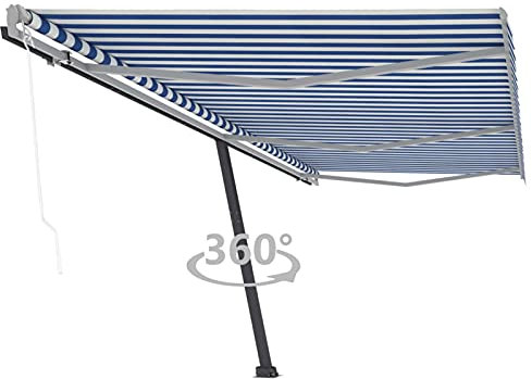 Rantry Tenda da Sole Autoportante Automatica 600x300 cm Blu Bianca, Tenda da Esterni per Privacy, Tenda per Giardino Balcone, Tenda da Sole per Esterno, Tenda Laterale per Esterna Model3069806