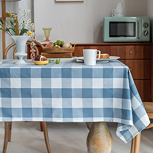 Tovaglia a scacchi, 120 x 350 cm, in misto cotone e lino, tovaglia da giardino, riutilizzabile e lavabile, per tavolo da pranzo, taglia XL