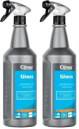 Clinex Glass 1L - Effizient Glasreiniger Fenster - Stark Fensterputzmittel - Glaskeramik Reiniger - Fenster Reinigung - Gründliche Glasreinigung (Packung mit 2)