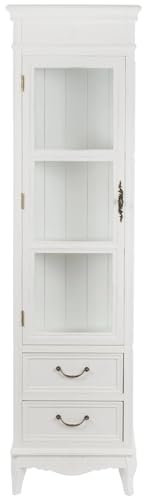 Schmaler Vitrinenschrank Melody im modernen Shabby Landhaus Mix30x45x170 cm, elegant und schön, für Deko und Aufbewahrung