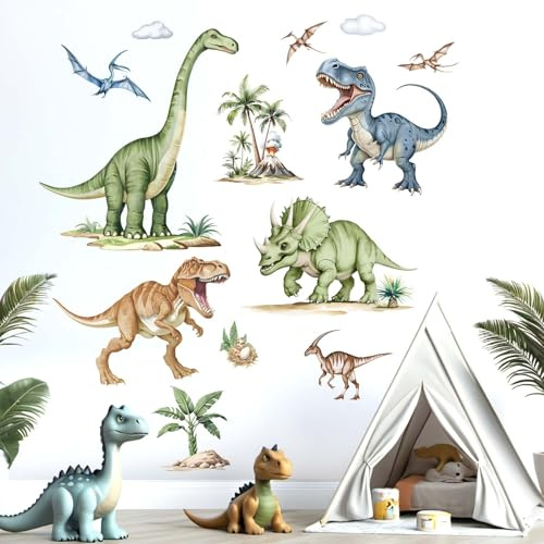 Dinosaurier Wandaufkleber Dino Wandtattoos für Jungen: Abziehen und kleben Wandabziehbilder - Wand kunst Dekoration Kinder Produkte Alter 1-12 Jahre