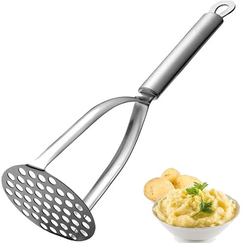 JMYDecor Schiaccia Patate In Acciaio Inossidabile, Schiacciapatate Per Alimenti Pesanti Con Manico Antiscivolo Per Purè Di Patate Liscie, Marmellata, Verdure E Frutta,Potato Masher