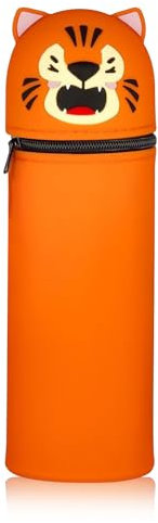 2-in-1 Silikon Federmäppchen, Silikon Federmäppchen Tiger, Orange Tiger Federmappe, Federtasche aus Weichem Silikon für Stifte, Unisex Kapazität Mäppchen Niedliche Schule Geschenke für Kinder