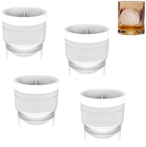 4 Pcs Ice Ball Mould, Circular Ice Hockey Mold 6c | Stackable Circular Ice Cube Mold, Easy Release, Round Ice Cube Moulds for Cocktails, Drink, Tea, Coffee, Whiskey