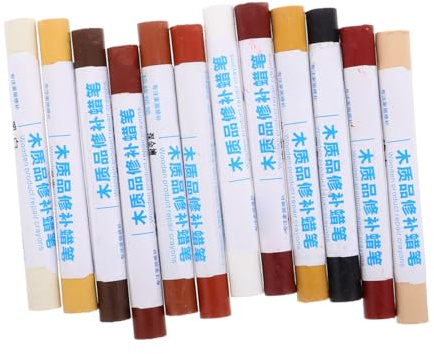 12pcs Furniture Scratch Repair Wax Crayons for Wood and Laminate | Portable Touch-up Set, Easy Application for Scratch and Dent Repair, Versatile Use with Stain Repair