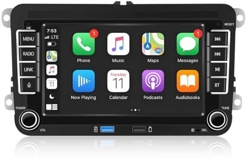 Autoradio kompatibel für VW Golf 5/6 RCD330 Passat Polo T5 Jetta Skoda Seat | 7“ Display mit integriertem Apple CarPlay & Android Auto, FM/AM/DSP/Bluetooth / Mikrofon, Lenkradsteuerung – Plug-and-Play