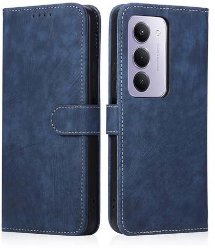 MIKULLE Cover a Libro per Xiaomi Redmi 15 4G (6.9), Custodia in Pelle PU e Silicone TPU Bumper, Flip Chiusura Magnetica Caso Portafoglio con Funzione Stand - Blu