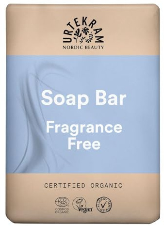 Urtekram Jabón sólido sin fragancia – 100 g – Limpieza suave para pieles sensibles – 99,9% ingredientes naturales – Sin aceite de palma – Para todos los tipos de piel – Cuidado corporal vegano de