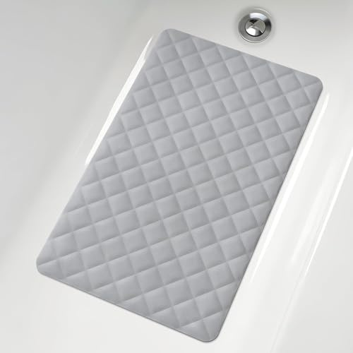 Yolife Bath Mat for Tub Non Slip: 43 X 70 CM Long Bathtub Mat│Soft Shower Mats for Inside Shower│Machine Washable (Light Grey)
