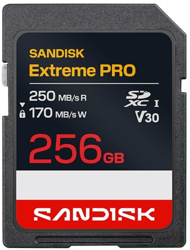 SANDISK Extreme PRO SD UHS-I Card 256GB (up to 250MB/s read speed and 170MB/s write speed, 4K UHD video, U3, V30) Memory Zone App