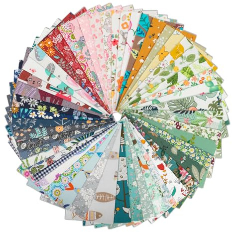 SOSMAR 50 Stück Stoffpaket Set, Stoffe zum nähen 20 x 20cm Baumwolle Stoff Quadrate Bunte Muster Stoffreste zum Basteln Patschwork Quilten DIY Projekte