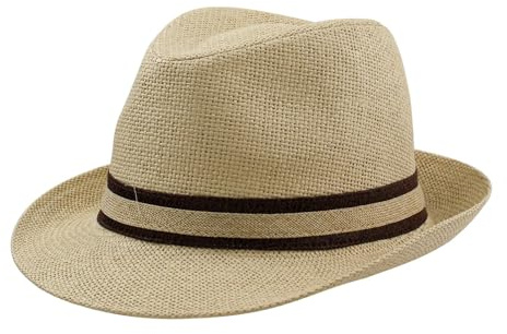 Sombrero Paja Hombre Mujer Fedora Borsalino Trilby Gorra Panamá Verano Playa ala Corta Moda Unisex (FR/ES, Números, 56, LU03046)