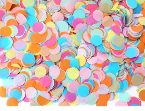 15000 Pieces 1 Inch Round Tissue Paper Confetti, 5.3 oz Multicolor Table Confetti Paper for for Wedding, Anniversary, Birthday Party, Festival Decor, Scrapbooking