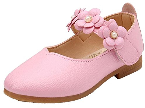 WUIWUIYU Filles Ballerines Chaussures de Princesse étudiants Marche Simple Léger Confortable- Rose 31