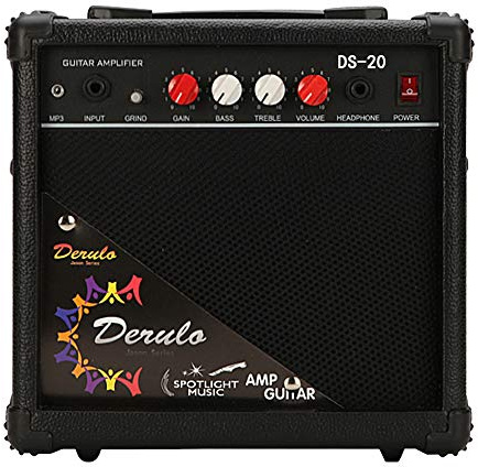 YUEWO 20 Watt Tragbarer Gitarrenverstärker - Lautsprecher High & Low Eingänge, Kopfhörerausgang, Verzerrung (Schwarz)