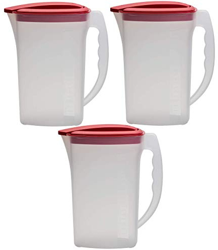 3x Saft Wasser Eistee Kanne Behälter Kühlschrankkrug Multifunktionsbox mit Deckel 2L Kunststoff