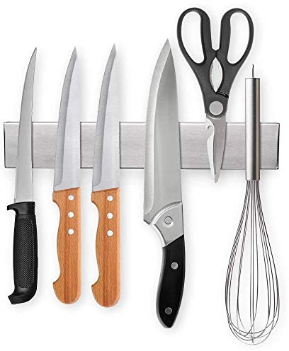 Ninonly Magnetic Knife Holder for Wall 25cm Ninonly Magnetic Knife Strip Self Adhesive or Drill Stainless Steel Magnetic Strip for Knives Secure & Easy Storage Kitchen Organizer