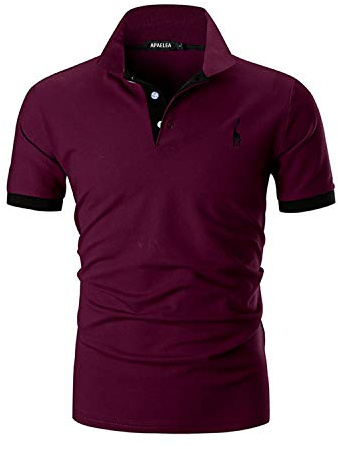 APAELEA Polos Homme Manches Courtes Couleur Contrastée Coton Brodé Girafe T-Shirts