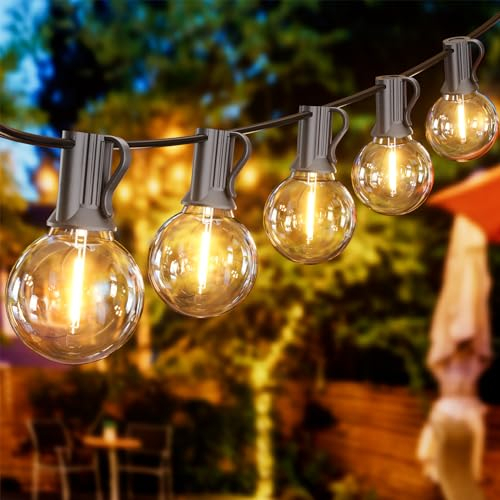 Yuusei Guirnalda Luces Exterior, 7,6M Guirnaldas Luminosas de Exterior con 12+1 LED Bombillas IP45 Impermeable G40 Cadena de Luces Exterior par Jardín, Terraza, Patio - Blanco Cálido