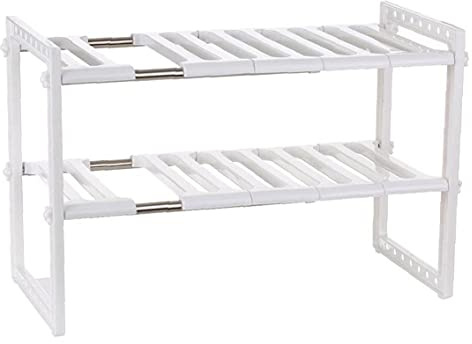 Ruluti Multi-Fonctionnel sous L'évier 2 Niveaux Extensible Tablette Support De Rangement Réglable Organisateur Cuisine en Acier Inoxydable Évier Rack