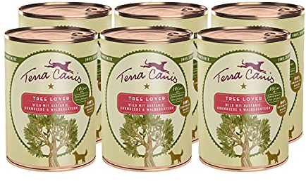 Terra Canis Wild mit Kastanie, Love The Planet Nassfutter für Hunde, 6x400g | 100% Lebensmittelqualität aller Rohstoffe, nachhaltige Rezeptur, leicht verdaulich, getreidefrei
