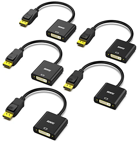 BENFEI DisplayPort auf DVI Konverter, 5 Stück, Vergoldet DP/Display Port zu DVI-D Kabel HDTV Adapter Konverter Männlich zu Weiblich