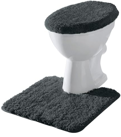 Erwin Müller Stand-WC-Set 2-TLG. Rhodos Uni, WC-Umrandung, WC-Deckelbezug rutschhemmend Graphit Größe - ultraweich, extrem saugfähig, flusenarm
